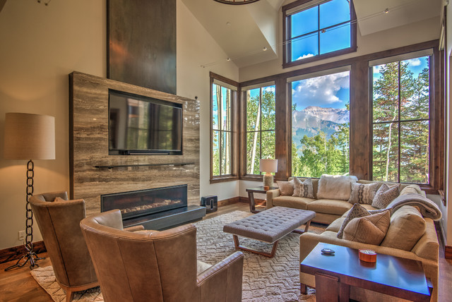 Trails Edge Spec Home rustic-living-room