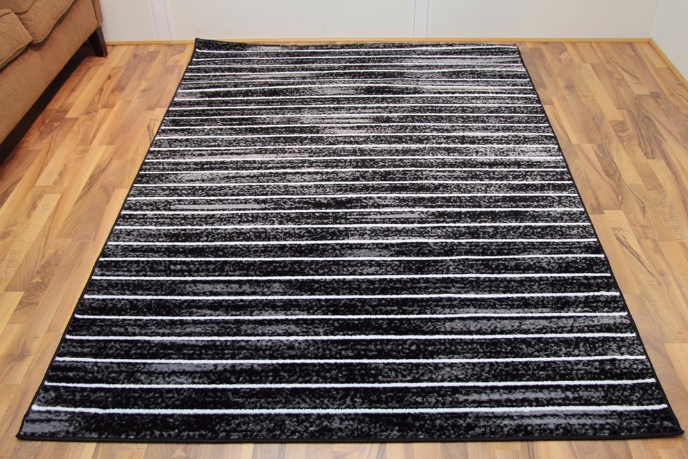 Persian Rugs Modern 9578, Black, 9'0x12'6, 9'x12'6" Area Rugs by