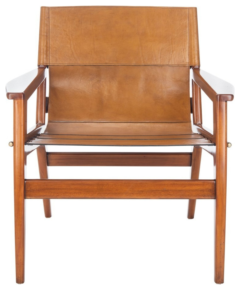 Safavieh Couture Culkin Leather Sling Chair, Brown/Light Brown