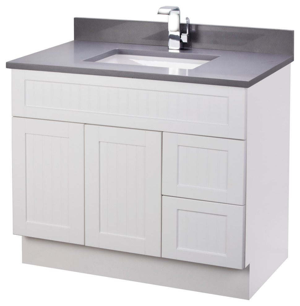 Stratford Collection 36'' Bathroom Vanity Quartz Top, Cottage White