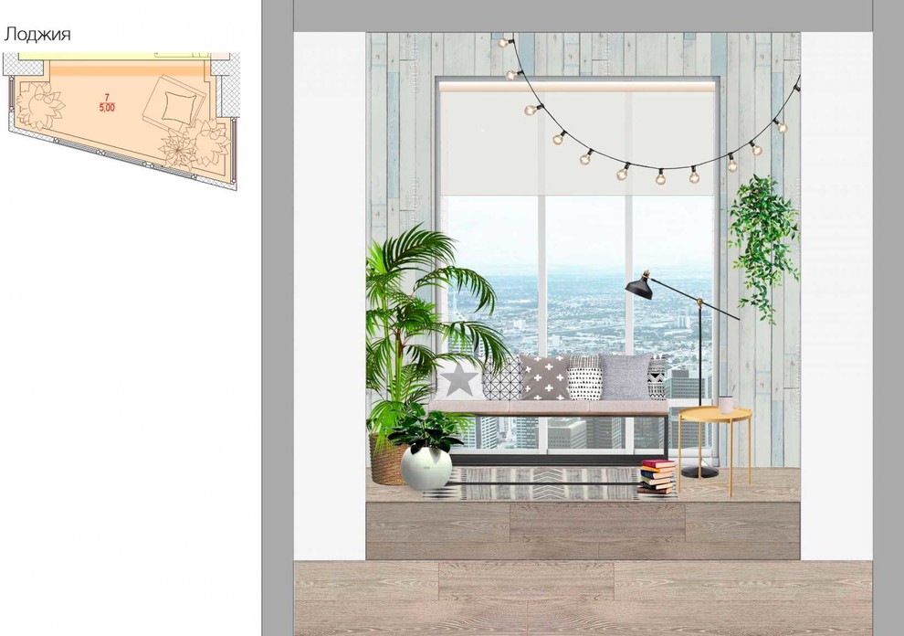 Эскизный проект квартиры студии. ЖК Лобачевский. Площадь: 50 м2.