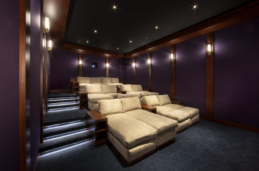 Inspiration for a contemporary home theatre in Los Angeles.