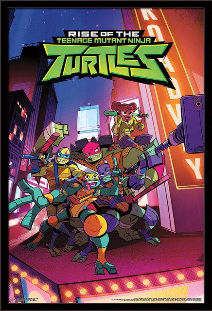 Rise of the Teenage Mutant Ninja Turtles Group Poster, Black Framed Version