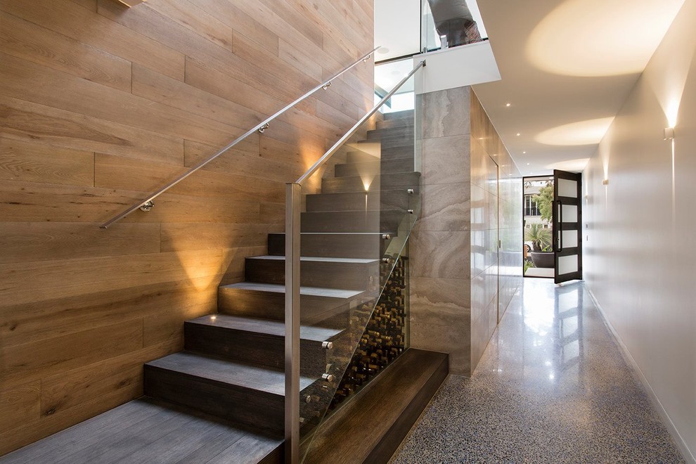 Staircase - mid-century modern staircase idea in Melbourne