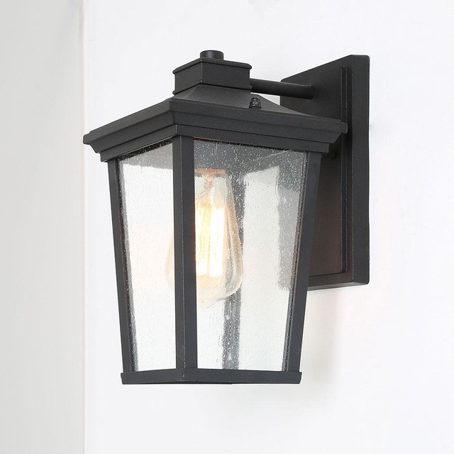 Laluz 1 Light Square Wall Sconces Black Patio Lamps Outdoor Lantern