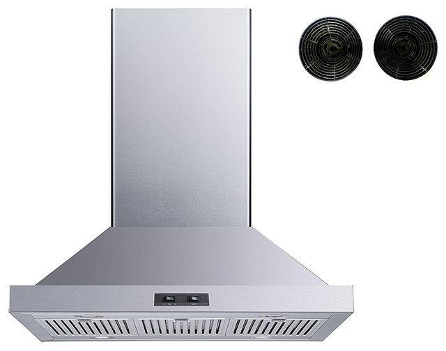 Winflo Convertible Island Range Hood, Charcoal Filters, 30