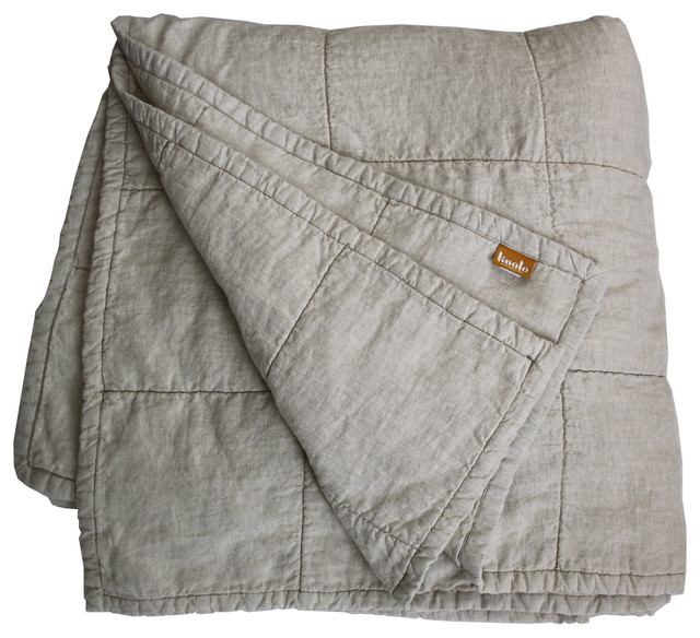 Quilted Linen Coverlet Natural Cotton Fill Comforter Contemporary