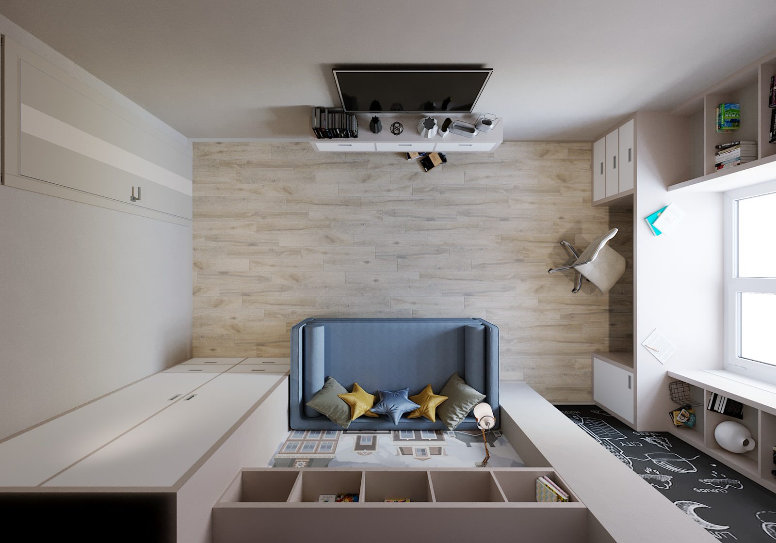 Спальня для мальчика в светлых тонах