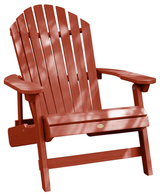 King Hamilton Folding and Reclining Adirondack Outdoor Chair, Rustic Red