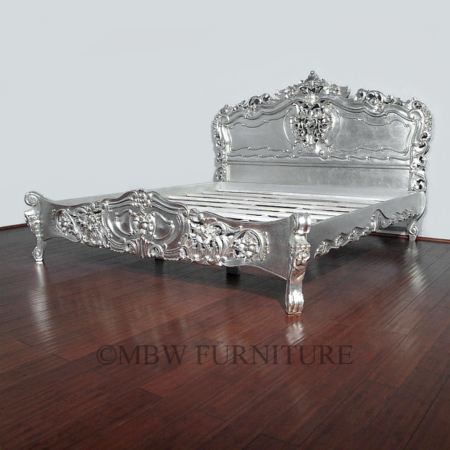 Mbw Furniture Antiqued Silver French Rococo King Bed Reviews Antiqued Silver French Rococo King Bed Beds