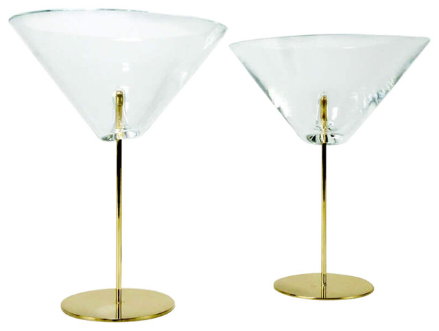 Handblown Martini Glasses, Set of 2