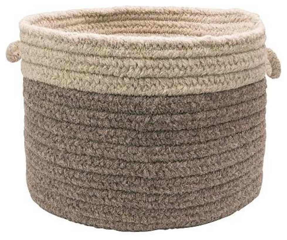 Chunky Natural Wool Dipped Basket, Dark Gray/Light Gray, 14"x10"