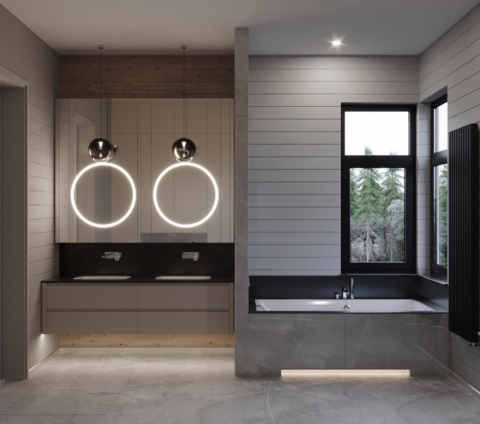 Главная ванная комната в проекте загородного дома