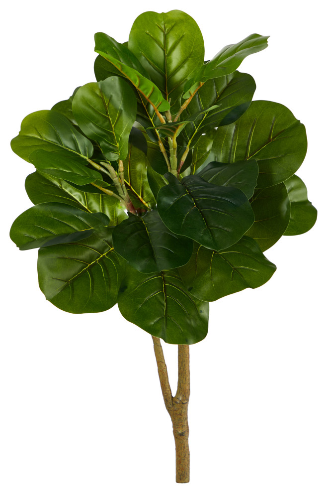 2.5' Fiddle Leaf Fig Artificial Tree, No Pot Modern Artificial