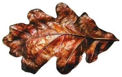 Oak Leaf Bin Pull, Hand-Tinted Brass