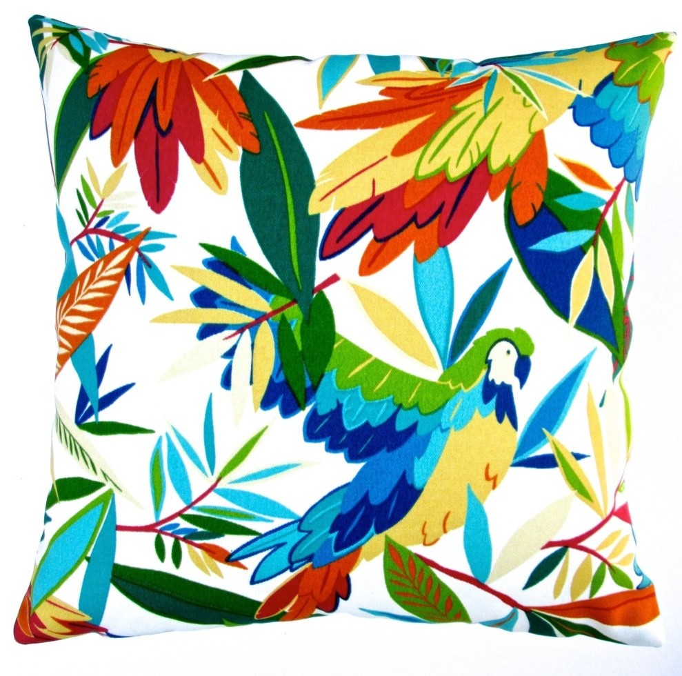 Artisan Pillows Outdoor 18" Tropical Birds Throw Pillow, Set of 2, Throw Pillow