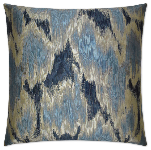 Watermark Blue Feather Down Decorative Throw Pillow, 24x24