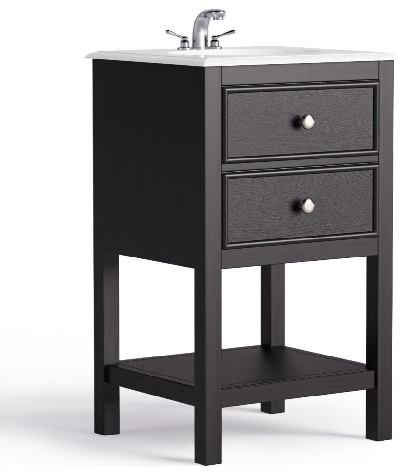 Wilmington 20 inch Bath Vanity with Bombay White Engineered Quartz Marble Top - Transitional ...