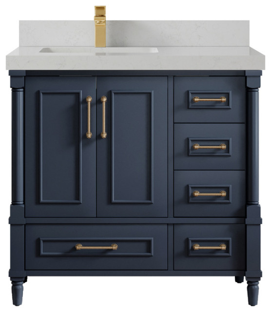 Aberdeen Bathroom Vanity, 36" Left Offset Transitional Bathroom