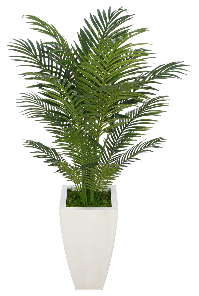 Artificial 4.5' Areca Palm, Cream Tapered Square Zinc