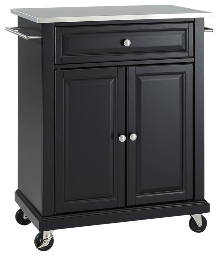 Stainless Steel Top Portable Kitchen Cart/Island Transitional