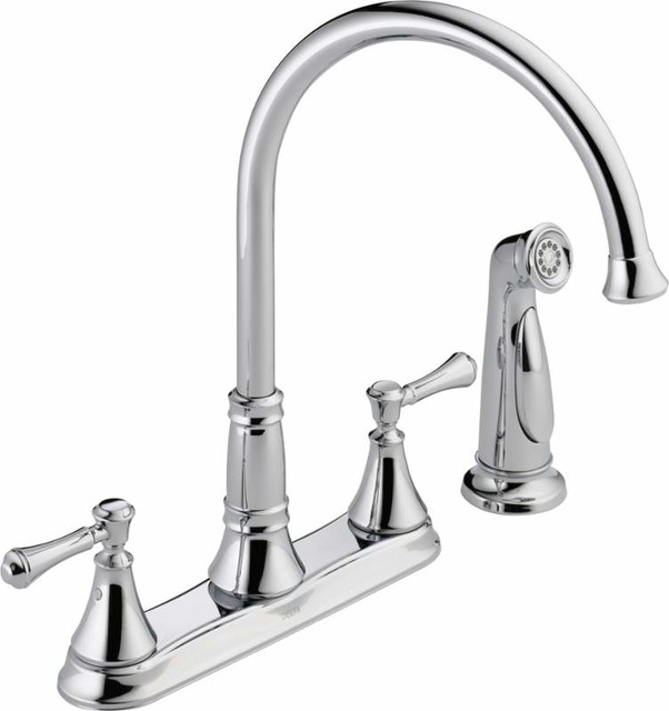 Delta 2497LF Cassidy Kitchen Faucet With Side Spray, Polished Nickel