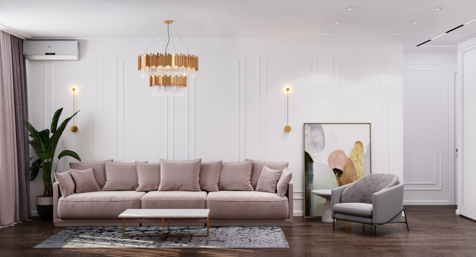 Неоклассика в пыльно-розовых тонах. Москва 2020