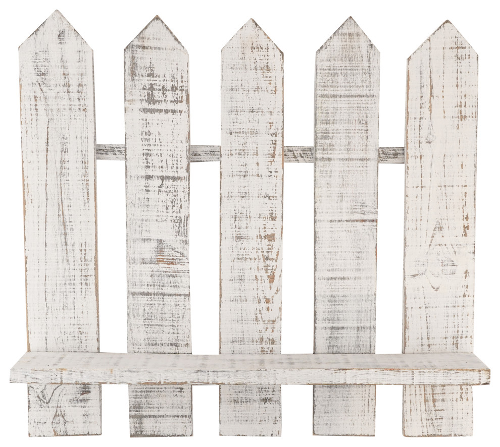 Farmhouse Picket Fence Wall Decor Shelf 20x21" Farmhouse Wall