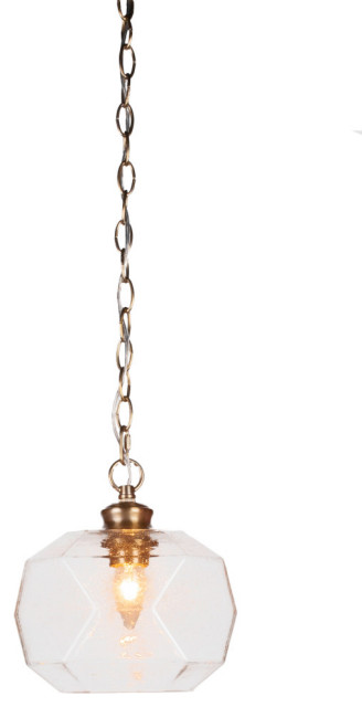 Rocklin 1-Light Chain Hung Pendant, New Age Brass/Clear Bubble