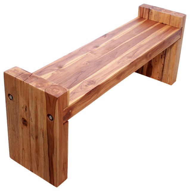 Haussmann Farmed Teak Wood Block Bench 48 X12 X16 Seat Livos Oak