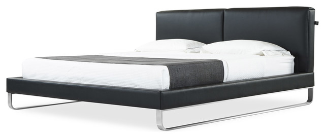 Modern Deimos Black Leather Platform Bed Contemporary Platform Beds By Zuri Furniture