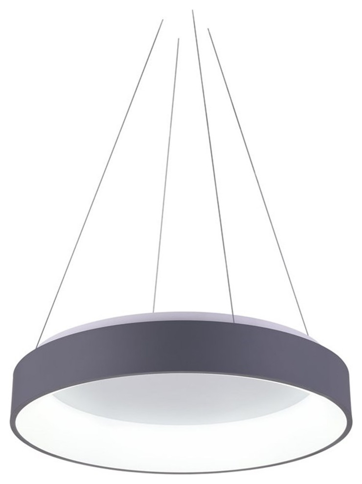 CWI Lighting Arenal Drum Shade Contemporary Metal LED Pendant in Gray/White