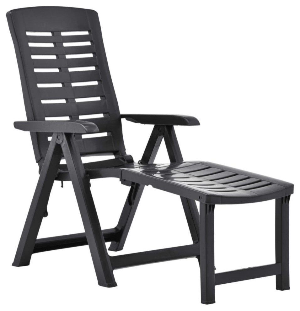 vidaXL Folding Sun Lounger Plastic Anthracite Reclining Chair Garden Seat -  Contemporary - Outdoor Folding Chairs - by Vida XL International B.V. |  Houzz