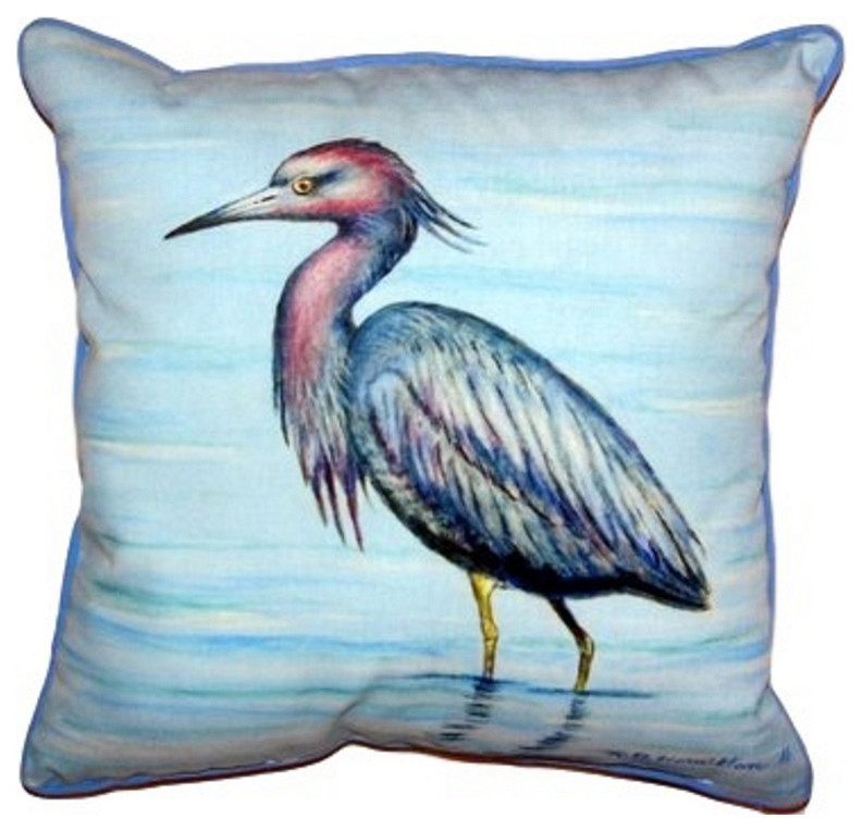 Betsy Drake Dick's Little Blue Heron Extra Large Zippered Pillow, 22"x22"