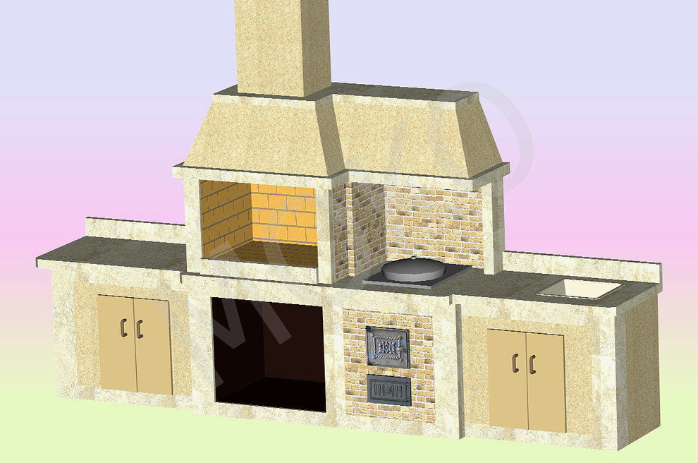 Барбекю комплекс под кирпич (мангал, казан, мойка)