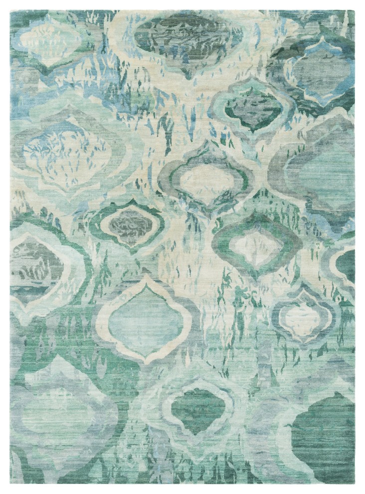 Surya Watercolor Wat5012 Blue Green Modern Area Rug Mediterranean Area Rugs By Rolledrugs