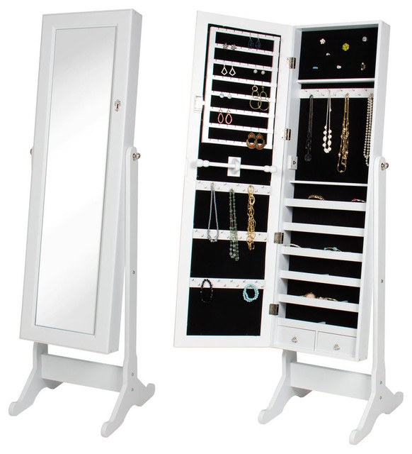 Premium White Cheval Mirror Jewelry Cabinet Armoire Box Stand Premium White Cheval Mirror Jewelry Cabinet Armoire Box Stand Organizer Case