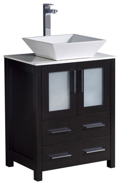 Torino 24" Bathroom Cabinet, Base: Espresso, With Top, Vessel Sink