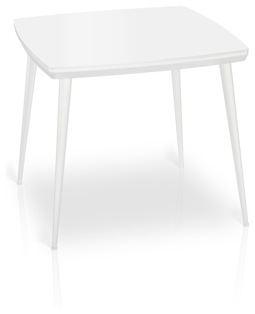Essai Glass Top Small Dining Table, White