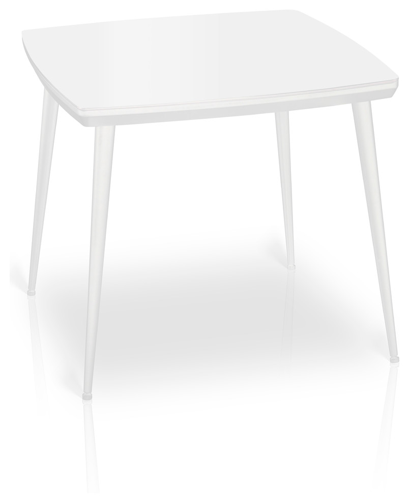 Essai Glass Top Small Dining Table, White