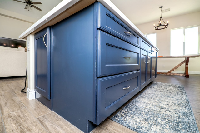 Emily Crossing Court Blue Cabinets Contemporary Kitchen Las