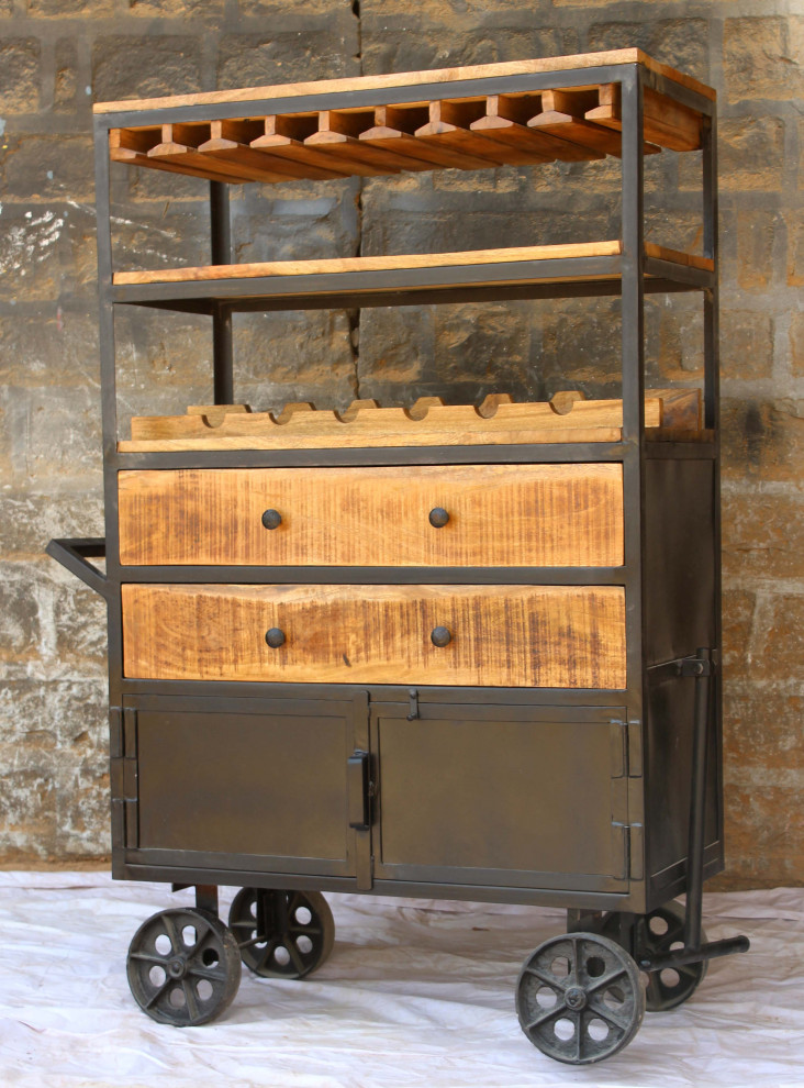Photo of a large industrial bar cart in Denver.