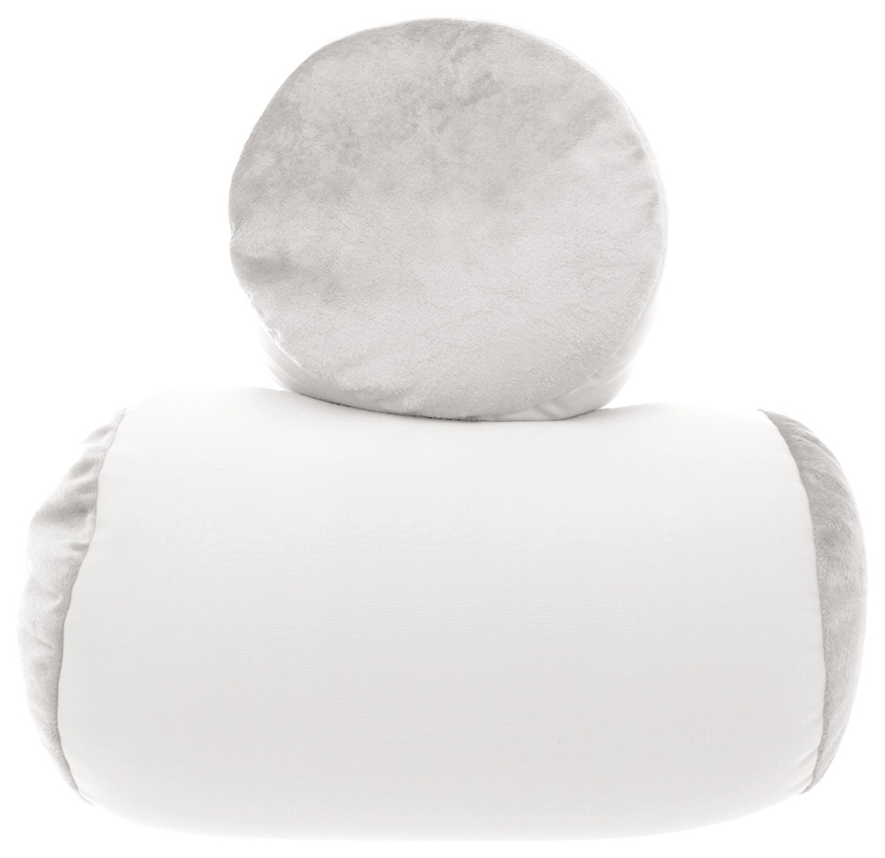Mini Microbead Pillow Neck Roll Bolster Pillows, White, 13"x6