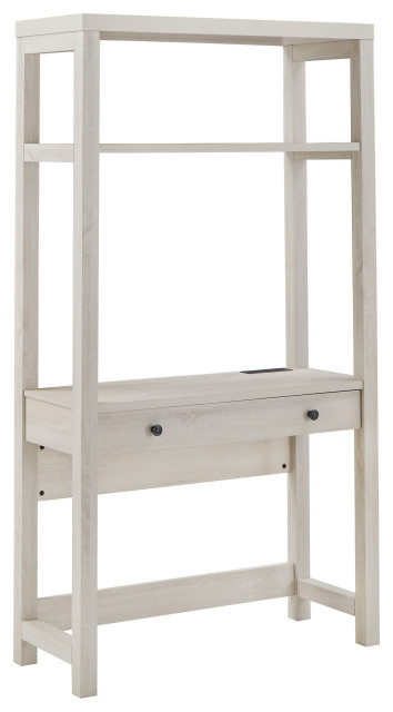 Maplehill 38 in. Wall Bookshelf with Desk and USB Charger - Farmhouse ...