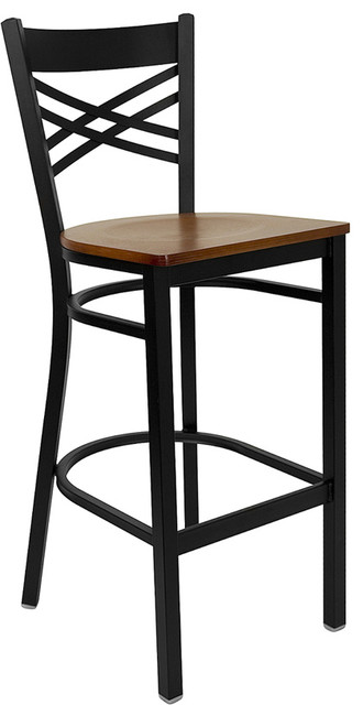 Hercules Series X Back Metal Restaurant Bar Stool Transitional Flash Furniture Black X Back Restaurant Barstool