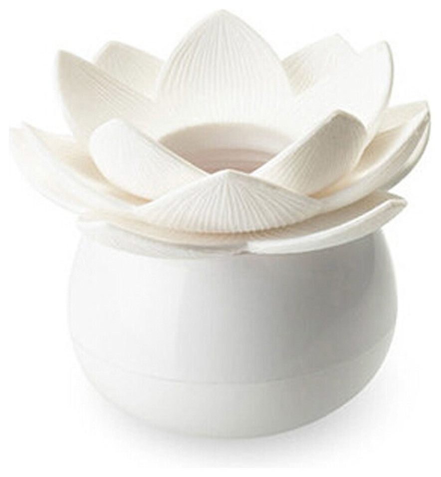 Lotus Flower Toothpick Box, Toothpick Holder With Transparent Dust Cover, White