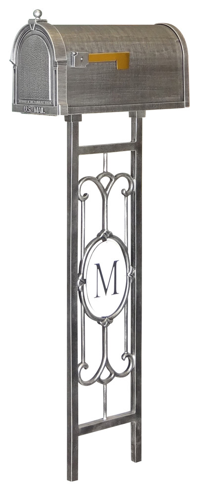Berkshire Curbside Mailbox with Monogram Mailbox Post