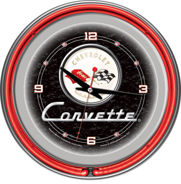 Corvette C1 Neon Clock, Black Contemporary Wall Clocks by DCG