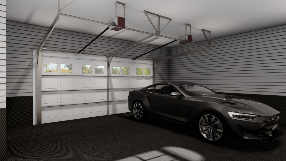 Idées déco pour un garage pour deux voitures attenant craftsman de taille moyenne avec un bureau, studio ou atelier.