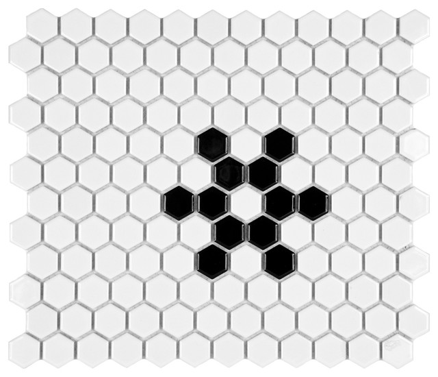 10 25 X11 75 Victorian Hex Flower Mosaic Tiles Set Of Glossy White Snowfl